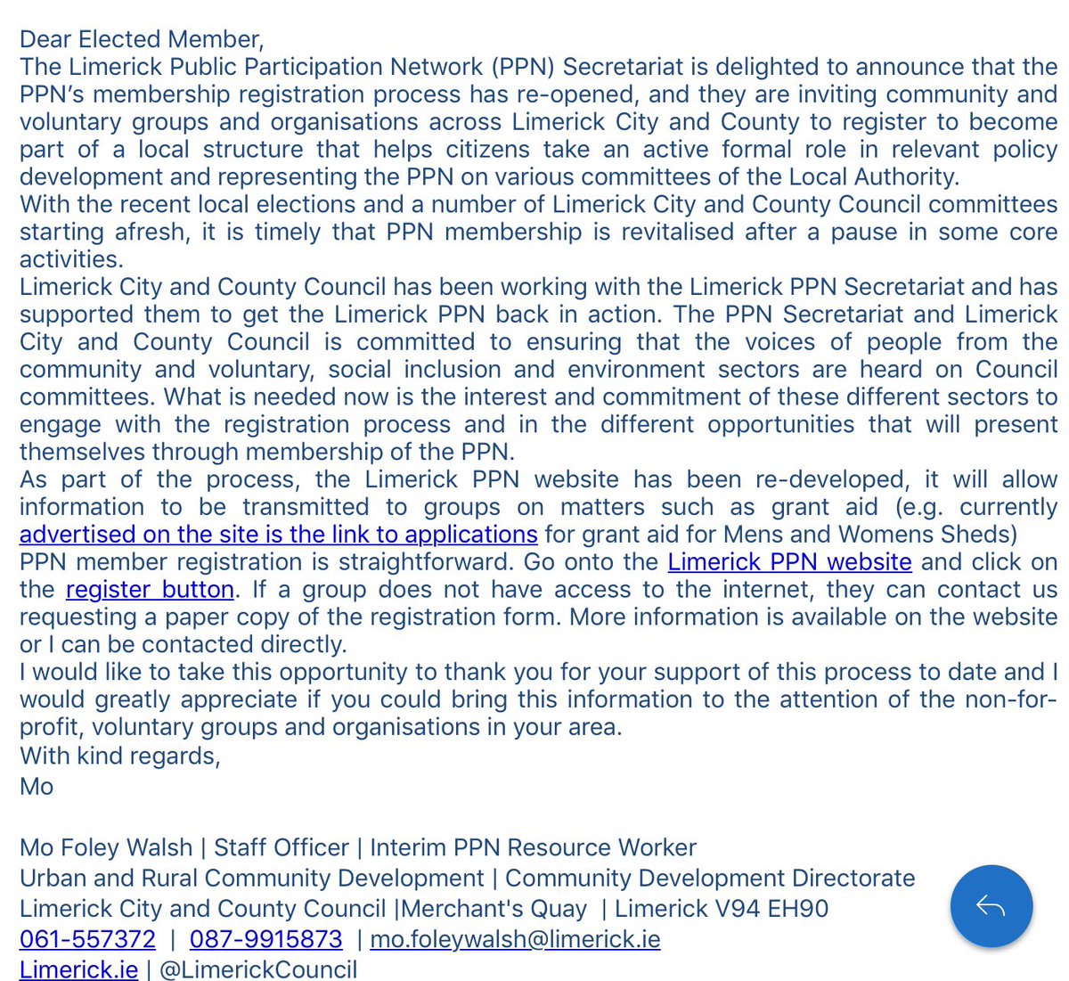 Important Notice for Community &amp; Voluntary Groups and Organisations across Limerick