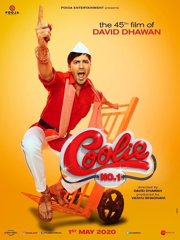 The first look posters of <a href="/Varun_dvn/">Varun Dhawan</a> &amp; Sara Ali Khan starrer Coolie No.1 are here.
<a href="/poojafilms/">Pooja Entertainment</a> <a href="/jackkybhagnani/">Jackky  Bhagnani</a> - This is going to be 2020’s Biggest Blockbuster 😍
Sara &amp; Varun look supercool together 😍😎
#CoolieNo1 #VarunDhawan #SaraAliKhan #DavidDhawan #ReviewWaleBaba