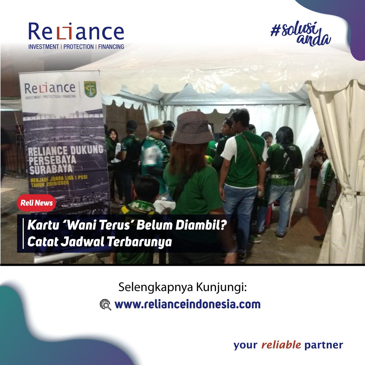 Reliance_ID's tweet photo. Kartu ‘Wani Terus’ Belum Diambil? Catat Jadwal Terbarunya
Info Selengkapnya:
https://t.co/4lP7RwEos2
-
#relianceindonesia #relinews #solusianda #yourreliablepartner #reliwani #reliancepersebaya #waniproteksi #bonekfansclub #Infobola #indonesia #bolagila #bonekmania #surabaya https://t.co/tv370emOG6
