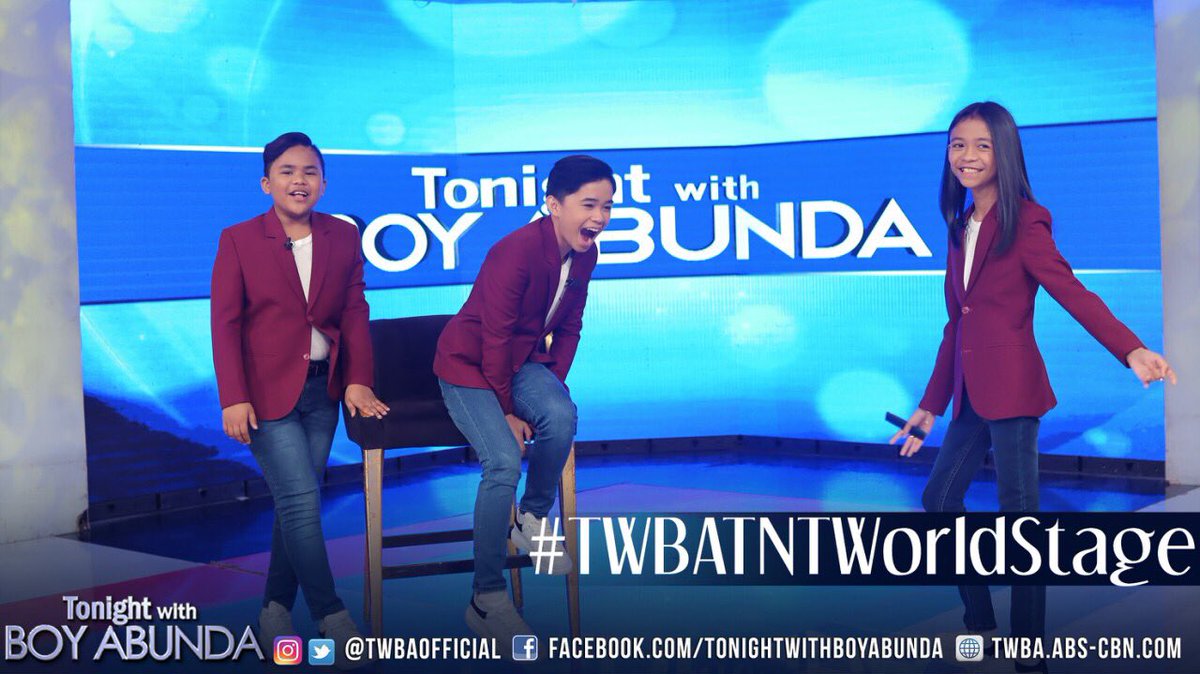 TWBAofficial's tweet photo. The trio is back!! 🤩 Muling makikipagkulitan with kantahan ang TNT Boys with us! Abangan tonight sina Mackie, Keifer and Francis sa kanilang muling pagharap sa King of Talk! 😄 #TWBATNTWorldStage https://t.co/9rWiXNqMLv