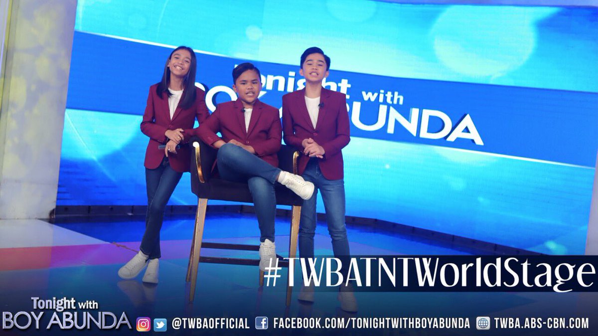TWBAofficial's tweet photo. The trio is back!! 🤩 Muling makikipagkulitan with kantahan ang TNT Boys with us! Abangan tonight sina Mackie, Keifer and Francis sa kanilang muling pagharap sa King of Talk! 😄 #TWBATNTWorldStage https://t.co/9rWiXNqMLv