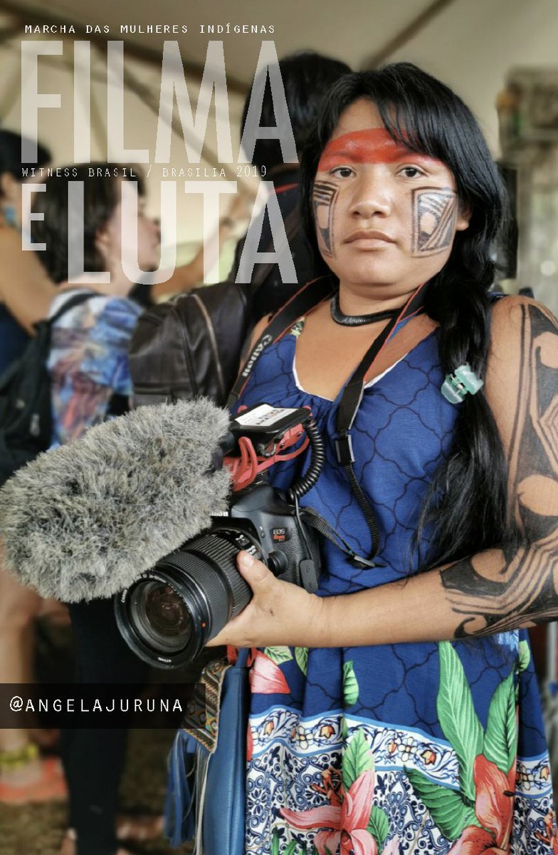 bombozila's tweet photo. @AngelaJuruna videomaker indígena na cobertura da Marcha das Mulheres Indígenas em Brasília. #SoberaniaAudiovisual #FilmaELuta https://t.co/ydo47llMhj