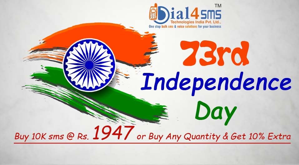 Dial4sms's tweet photo. Buy 10K SMS @ Rs. 1947 or Buy Any Quantity of SMS &amp; Get 10% Extra
If More Info Visit Our Site : https://t.co/dWWhQzTabf

#IndependenceDayOffer #73rdIndependenceDay #Bulksmsservice #dial4sms #smsservice #India https://t.co/1baDBTce0q