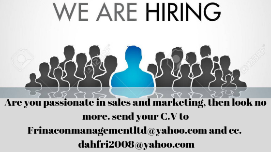 Share this widely. There is a company having massive recruitment in sales and marketing.

#ChangeASoul #SecureEmployment #SalesAndMarketing #Frinaconmanagement