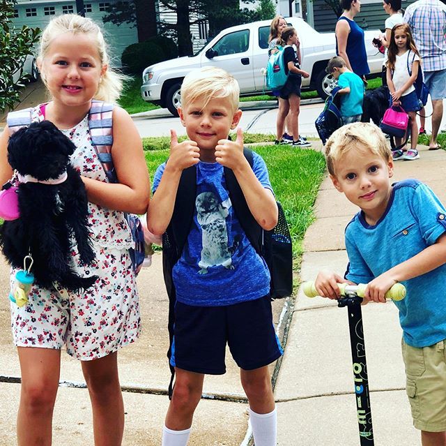 gregabel's tweet image. Yahoo! School is back in session. Lily 4th, Archer 1st, Brennan Pre-k, and dad back to work. 😃