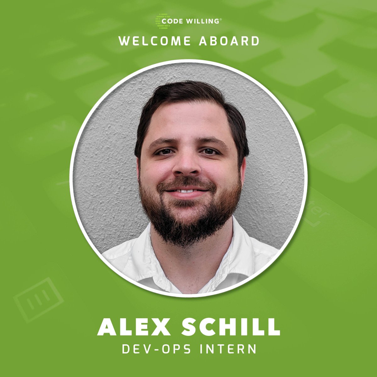 codewilling's tweet photo. We would like to welcome our new DevOps Intern, Alex Schill! We are excited to have Alex on our team and look forward to the company's success with him!
#internship #FinTech #careers #nowhiring #altdata #tech #tradingtech #alternativedata #technology #bigdata #codewilling https://t.co/YYJGt9Ys1L