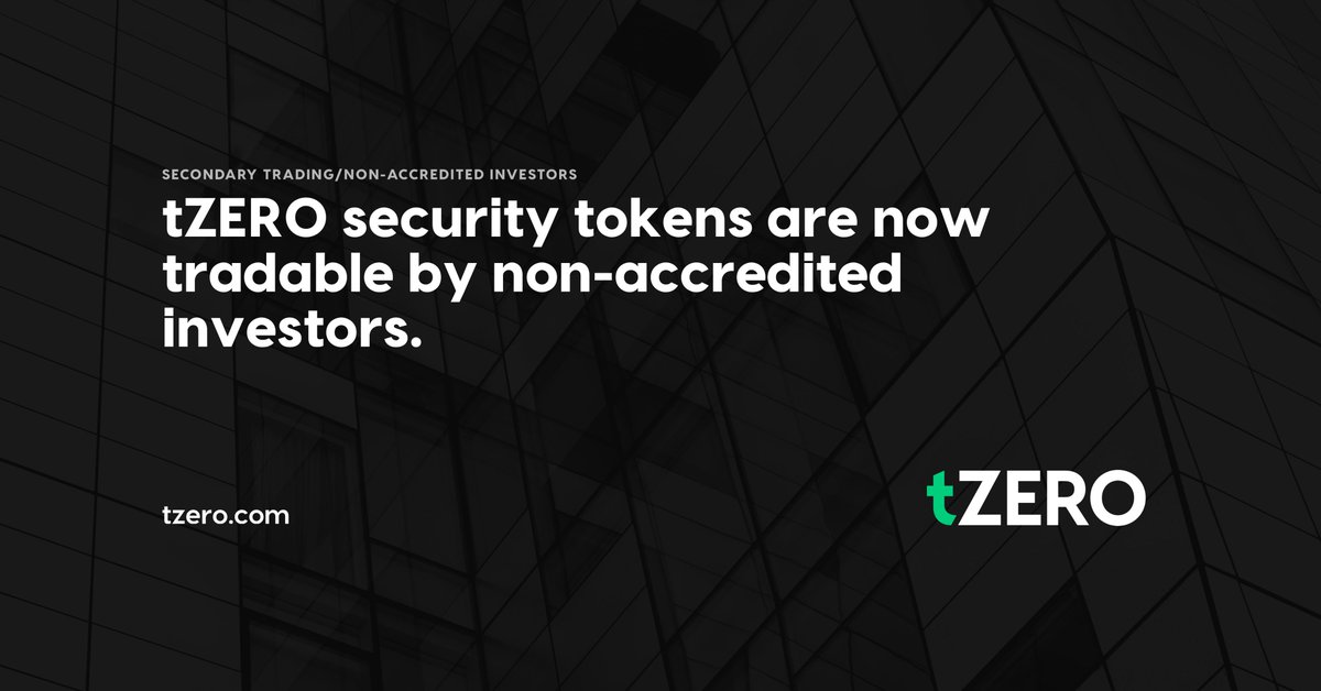 tzeroblockchain's tweet image. tZERO announced today that its preferred equity security tokens (TZROP) are now available to be resold to non-accredited investors. @Noursalehi @OverstockCEO $OSTK $OSTKO $TZROP