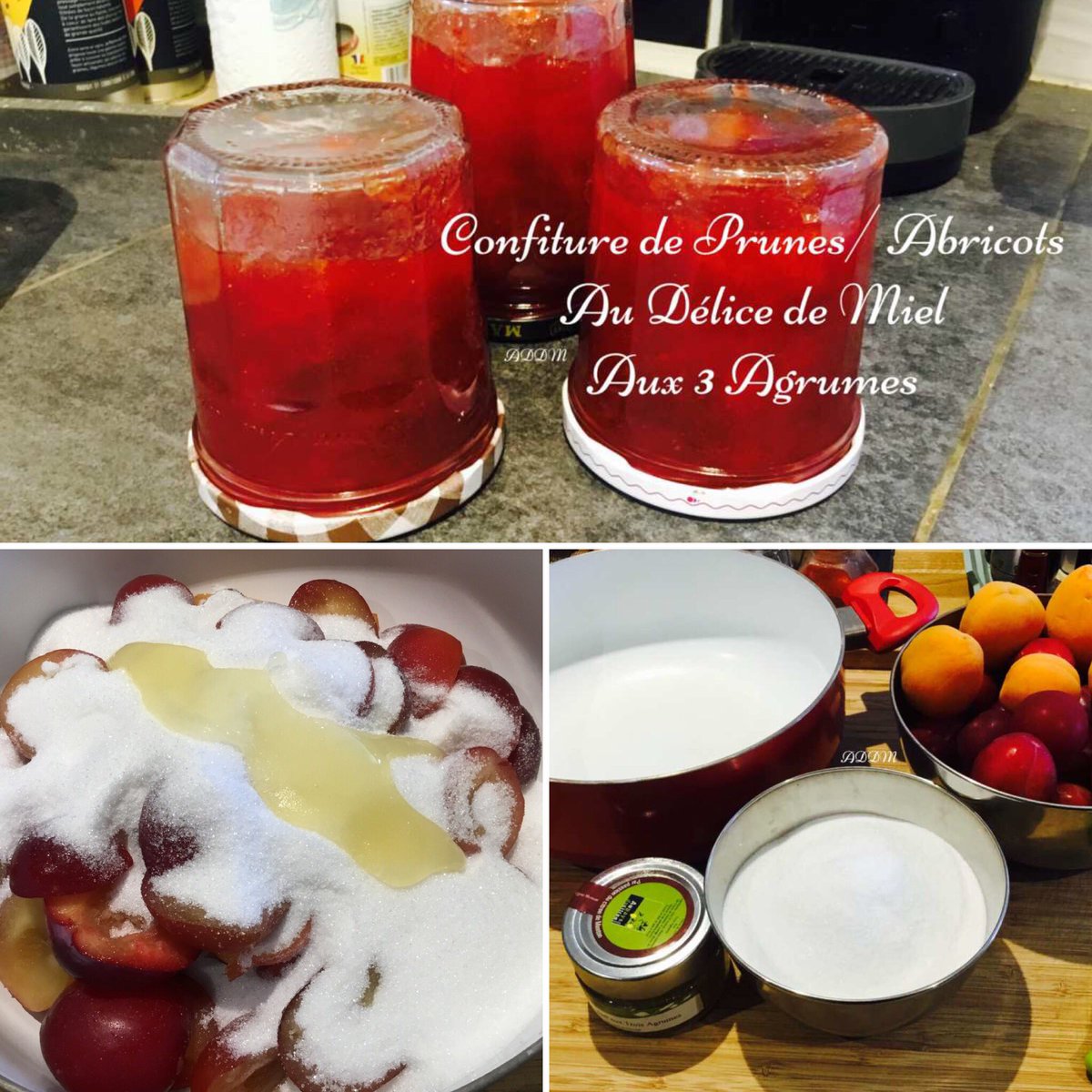 AuPaysduCitron's tweet photo. #Confiture maison prune/abricot et notre délice de #mielauxtroisagrumes🍯🍋🍊
Merci @AMarysette pour ce véritable trésor de #recette😘
https://t.co/QsqH4BND03 https://t.co/smLwg5bN2f