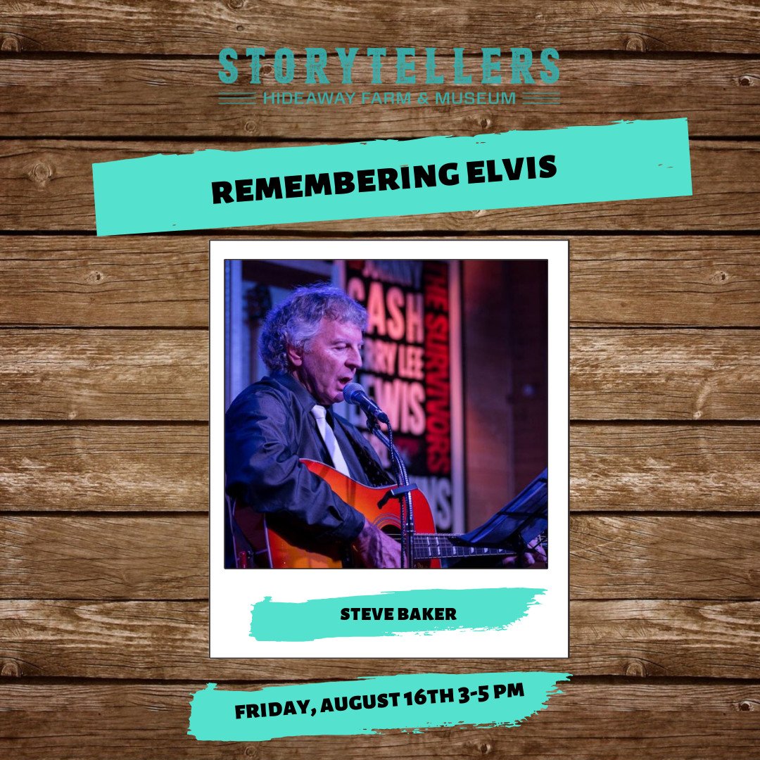 This Friday, August 16th, is the 42nd anniversary of the death of Elvis Presley.

Steve Baker will perform a very special tribute to The King at Storytellers Little Stage from 3:00pm to 5:00pm on Friday.

All ...
#RememberingElvis #ElvisPresley #TheLittleStage #StorytellersMuseum
