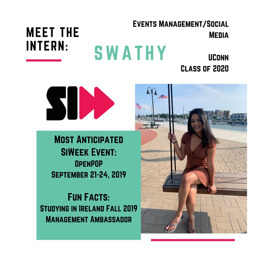 INTERN HIGHLIGHT: Swathy, our Promo and Social Media intern, is a rising senior at UConn Storrs. She’s been doing great work building up the #siw2019 platform!
siweek.org/openpop-2019-2
#internhighlight #artandculture #socialmediamarketing