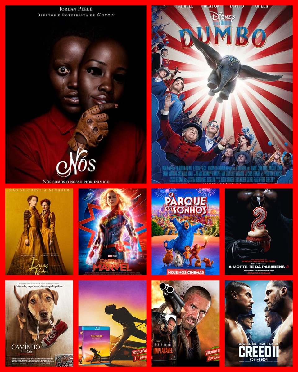toinhodaplanet's tweet photo. TOP 10 DOS FILMES  MAIS ALUGADOS  DO MÊS DE JULHO NA PLANET HITS LOCADORA!📽🎬📽📀
#us #nós #dumbo #duasrainhas #capitamarvel #amortetedaparabens2 #acaminhodecasa #bohemianrhapsody #parquedossonhos #creed2 #implacavel https://t.co/PaBiTT8ac1