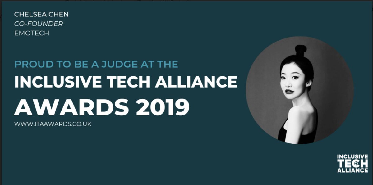 ollyemotech's tweet photo. Emotech’s co-founder Chelsea Chen is proud to be a judge at the Inclusive Tech Alliance Awards 2019!  @TechAllianceUK #ai #ITAwomeninTech #womenintech #diveristy #entrepreneurship #leadership #femalepower https://t.co/QOltsUMycY