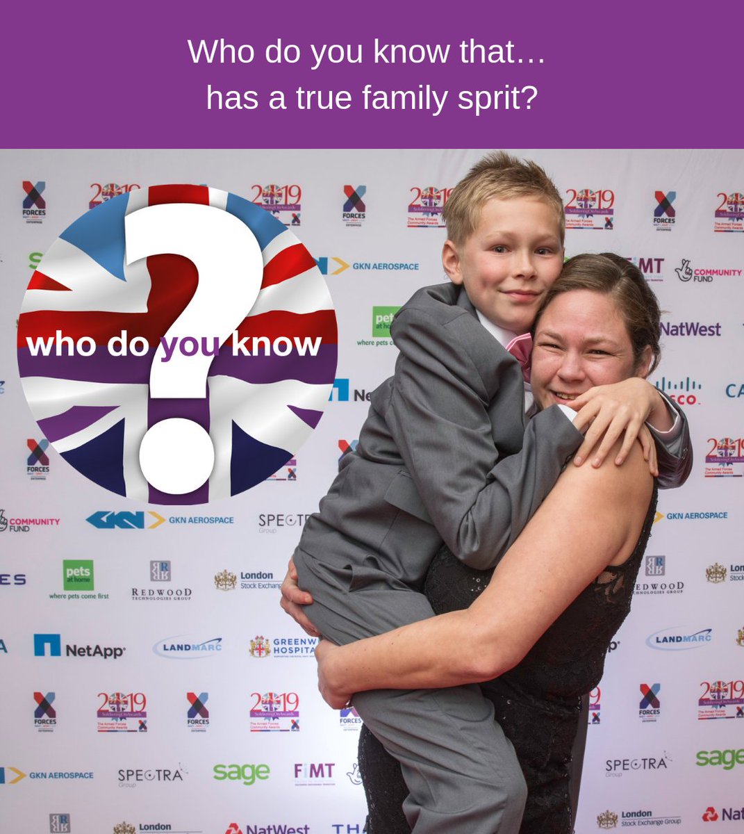 The #SoldieringOnAwards Family Values Award honours a person, family or group whose selfless commitment & dedication to the #ArmedForcesCommunity ensures that they are cared for, supported or helped. Who will you nominate for #SOA2020? Make their day here: bit.ly/31ruwae