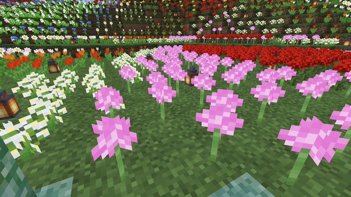 エルルの母 マイクラje 1 15 2プレイ中 続 Flower Forestバイオームの秘密 ポピー アリウム ヒナソウはこの順に並んで生成される アリウム 可愛い