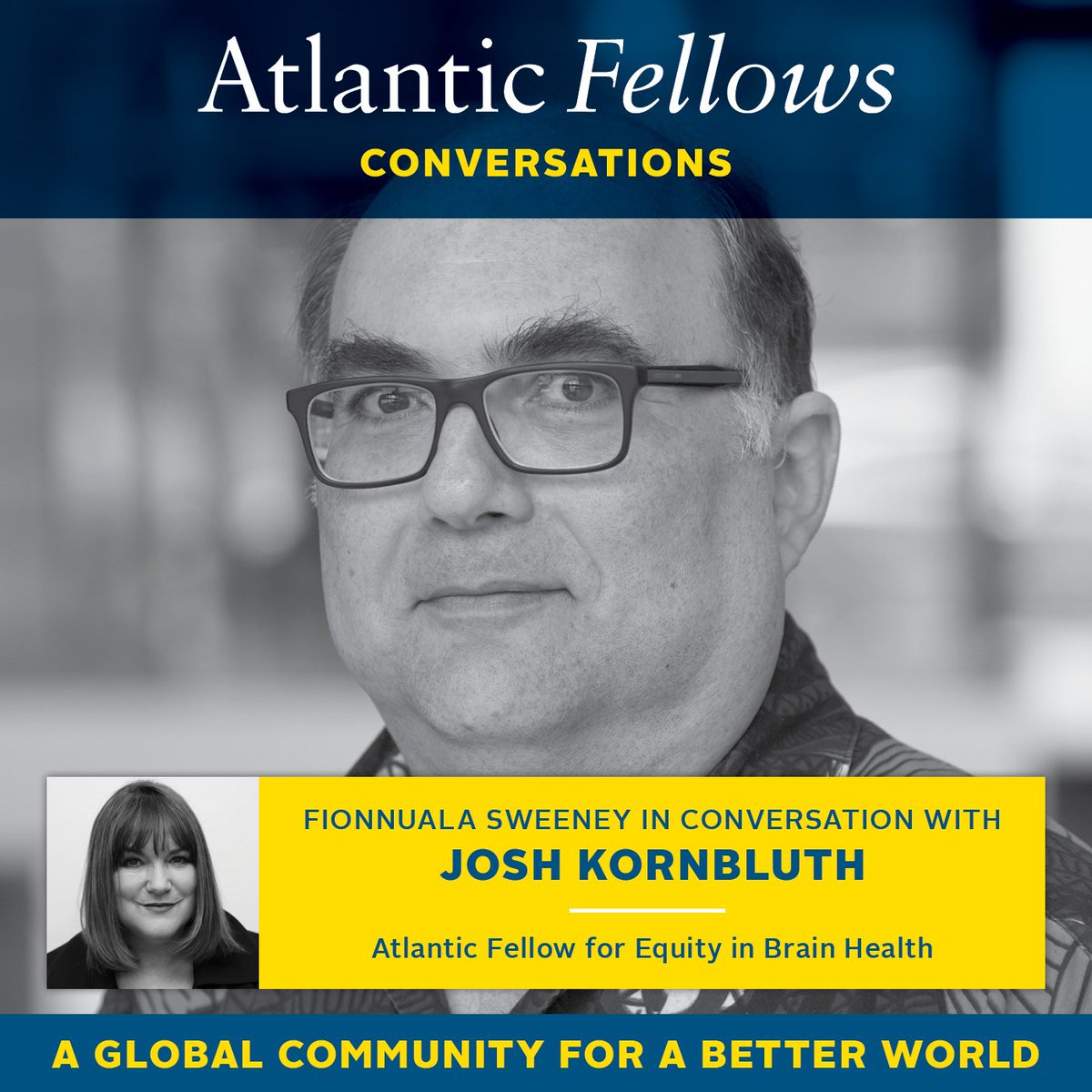 atlanticfellows's tweet photo. Comedian, monologuist & storyteller, Josh Kornbluth @CitizenBrainVid is the next #AtlanticFellow to feature in our podcast series: #AFConversations.
Josh's work looks at the intersection of brain health and social justice.
https://t.co/CjxOTA9EAQ
@GBHI_Fellows https://t.co/czjSLMlG65