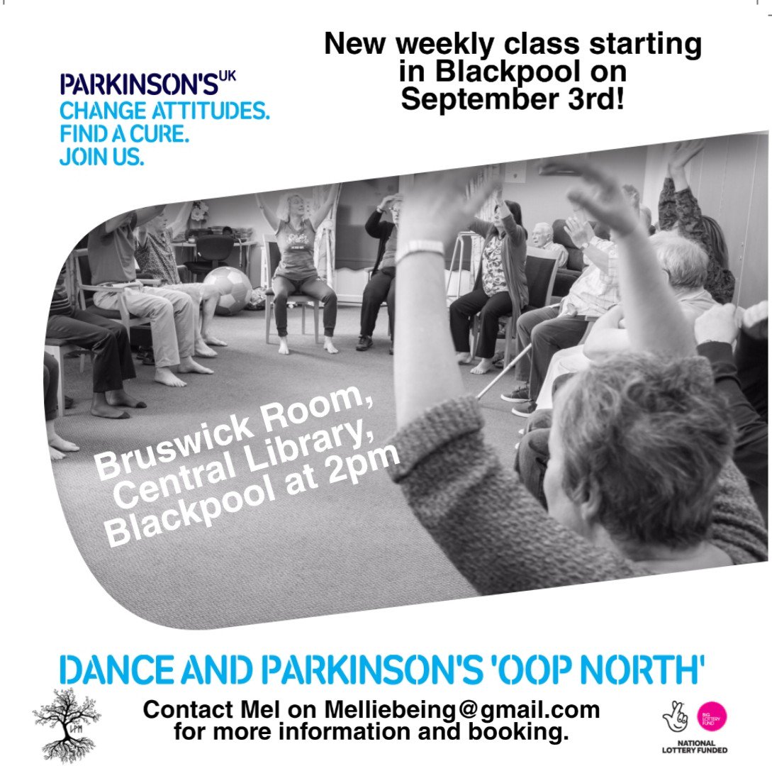The first of our new Dance and Parkinson's classes starts on the 3rd September, 2pm in #Blackpool #danceforhealth @BpoolLibraries #centrallibrary #helpspreadtheword @BrierleyMelanie @helenrgould @ParkinsonsUK