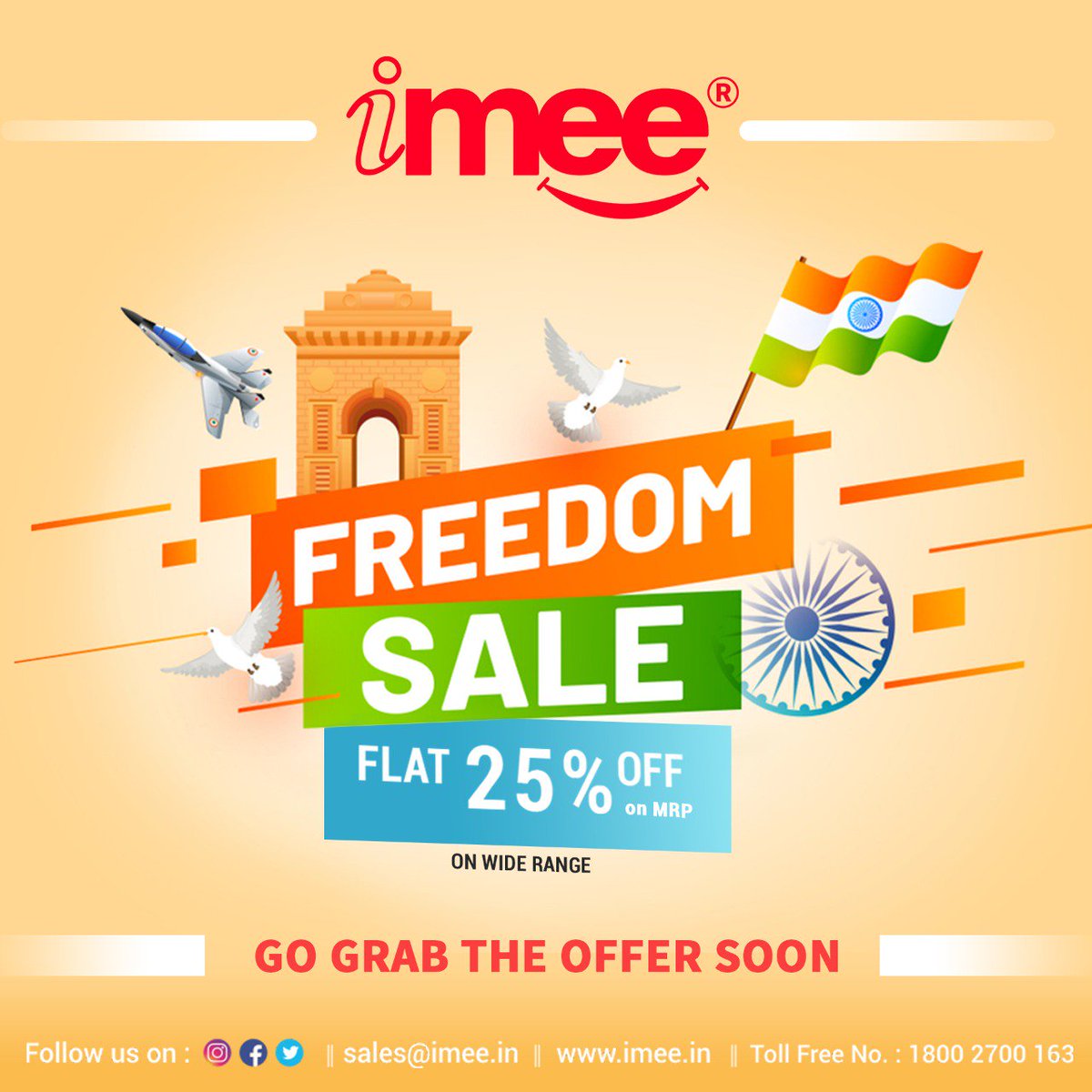 iMeeLED's tweet image. iMee India's Freedom Sale is on! Go and grab it on and get flat 25% off on your favorite iMee Products. #iMeeIndia #FreedomSale #Flat25% #MRP #iMeeProducts