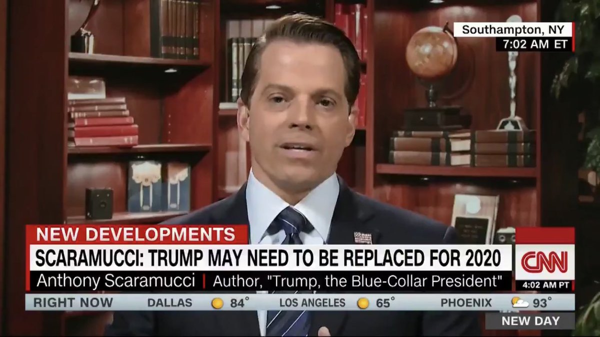 12/ NEW: “The Mooch” is back in the Long Island TV library nook with his Brownie cameras, impressive stacks of books, and various awards!Trump might just exile him there. 