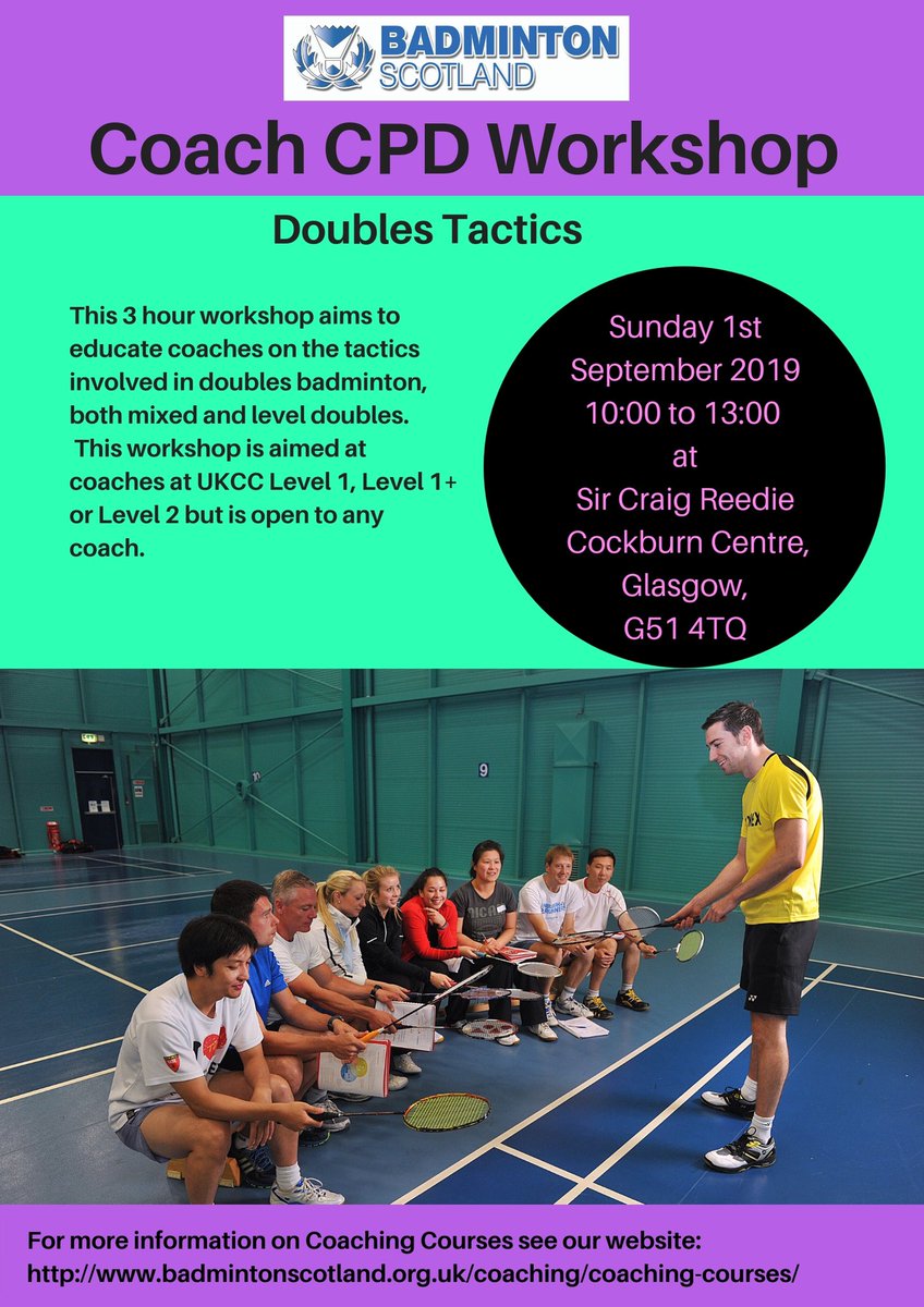 BadmintonScot's tweet photo. COACHING| On Sunday 1 September, there is a specialised coaching session focusing on doubles tactics at the Sir Craig Reedie Cockburn Centre, in Glasgow. You can sign up to the event here. 👇👇 https://t.co/Ofdzv9AnI1… 
#badminton #coaching #scotland #glasgow #opportunity https://t.co/vS8c930TLg