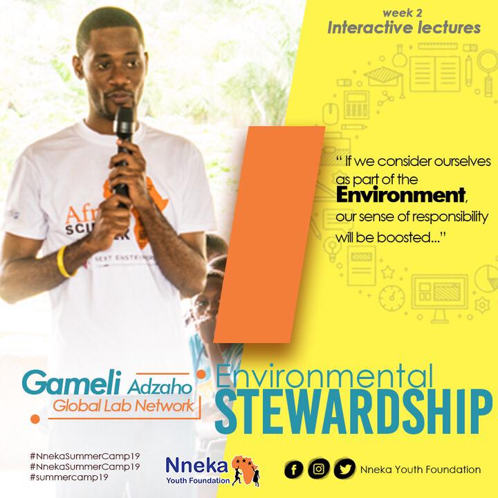 GLabNetwork's tweet photo. Our Lead @gamelmag & Member @victusekissi are at #NnekaCamp 2019 educating participants on #EnvironmentalStewardship #Sci4D #GLCommunityAction https://t.co/XKDYDOmgyx