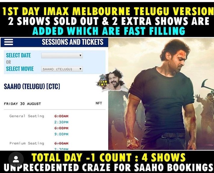 saaho premiere show tickets