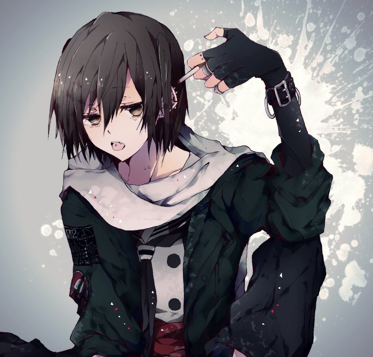 川内(艦これ) ,川内改二 「>喫煙目付き悪ピアスバシバシ川内 https://t.co/Pnv1Ttr」|氷鉋。のイラスト