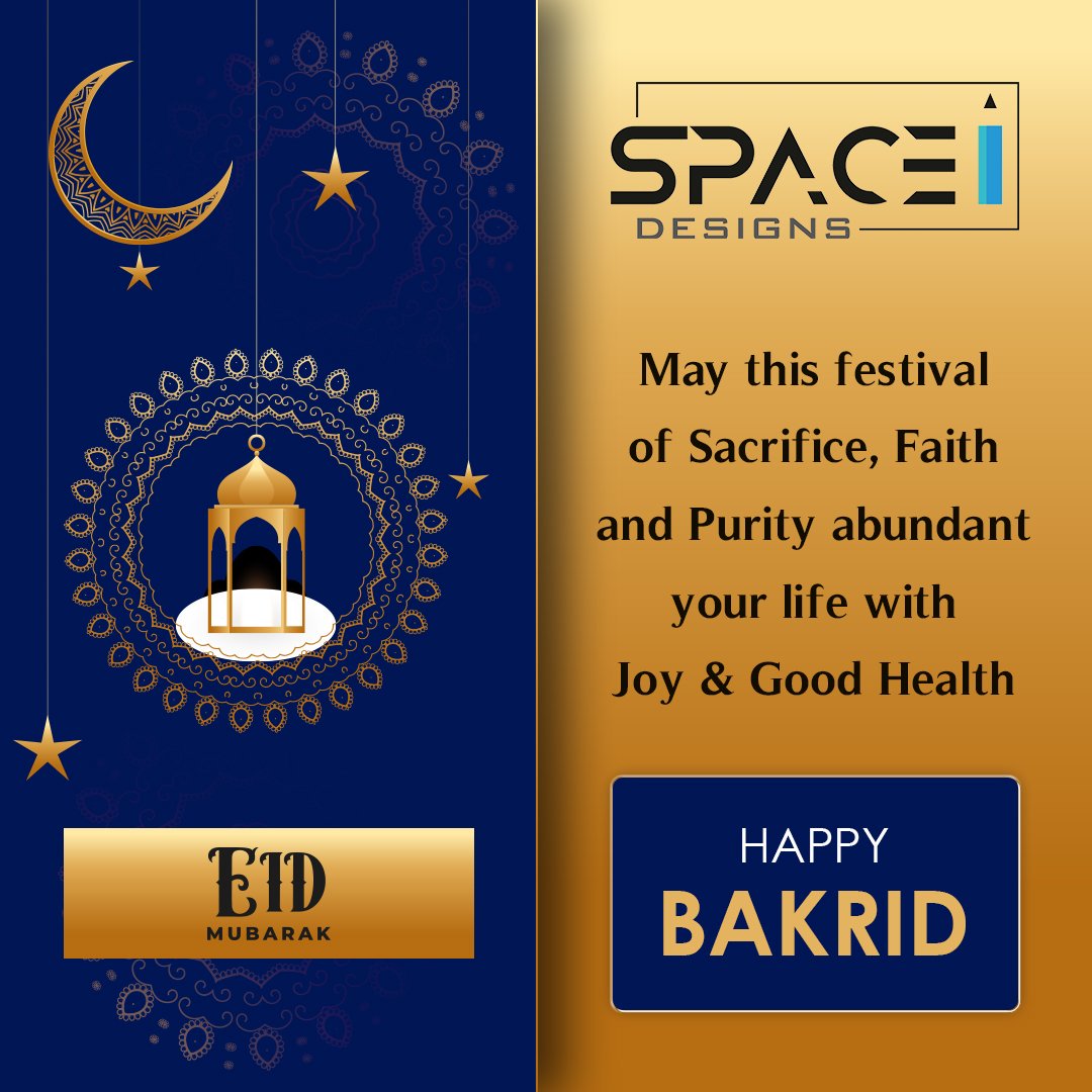 S_InteriorGuide's tweet image. Happy Bakrid, May Allah bless you with " A beautiful feast of sacrifice " on this auspicious day of Eid ul-Adha! #Spaceinteriorguide #SpaceDesigns #Vijayawada