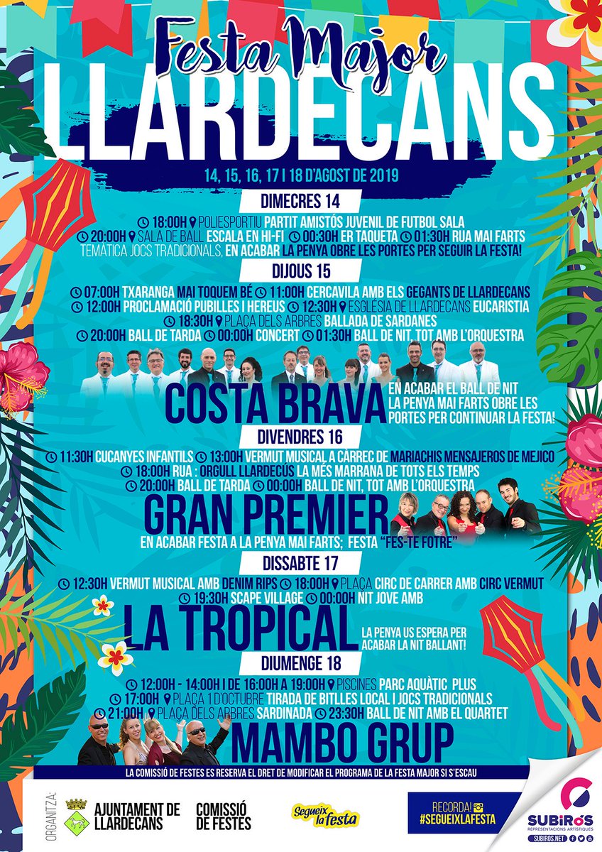 Comencem la setmana de més #FestesMajors de l'any!!
Esperem que les gaudiu tant com nosaltres!
BONA FESTA MAJOR!!!
----
#festamajor2019 #atope #concert #segueixlafesta
facebook.com/SUBiROSReprese…