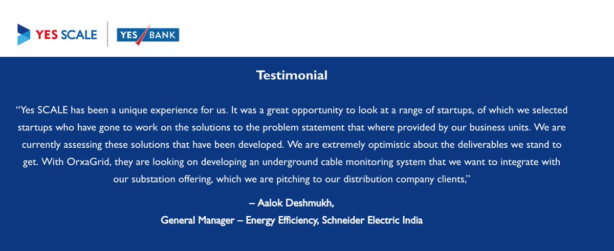 OrxaGrid's tweet photo. So cool to be recognised by @YESBANK #YESScale for the our work with #Schneider in developing algorithm models using underground cable health parameters to predict failure. 💪⚡🍃🌿 #Cleantech #AI #innovation #startup #energyefficiency #gridmonitoring
https://t.co/ARPBgfZJBw https://t.co/m67MYCiLFW