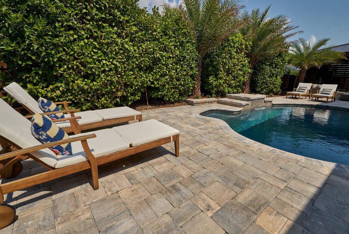 TremronGroup's tweet photo. What does your ideal pool day consist of?
#poolday #pooltime #poolside #poolsideonmymind #loungechairs #summertimerelaxation #tremronpavers #tremron #pooldesign #poolideas #poollandscape https://t.co/zs11JhQ27M