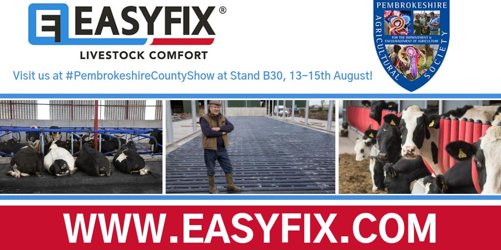 EASYFIXOfficial's tweet photo. We will be at @pembscountyshow tomorrow, Tuesday, until Thursday 15th of August! 🐮🐓🐂
📍Be sure to stop by our stand B30 to chat with our team✅
#EASYFIXOfficial #pembscountyshow #pembsshow2019 #cowcomfort #agri https://t.co/ZoVEIRYbmP