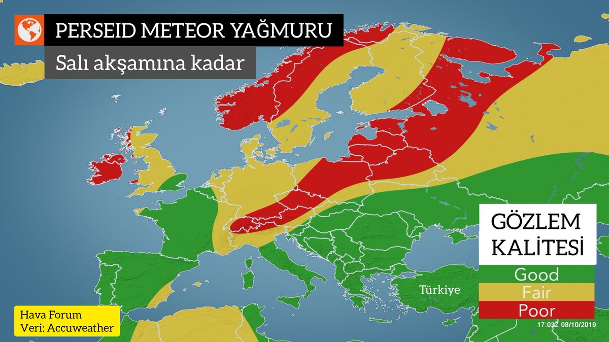HavaForum's tweet photo. Perseid Meteor yağmurunun seyir açısından kaliteli gözlemleneceği ülkelerden birisi Türkiye... Hava kararınca gökyüzüne bakmayı unutmayın...💫☄️ https://t.co/20cOp0k6ju