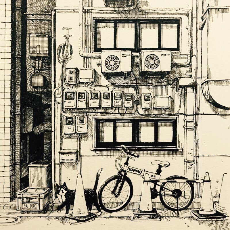 みんな室外機好きなんだなあ。私も大好きです。(過去の絵から色々) 