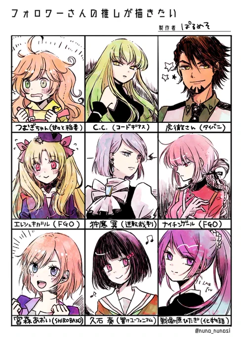 リプくださった皆様ありがとうのとう!入れなかった方ごめんね;;みんなの推しはいたかい!?みんなの推し可愛くて描くの楽しかったんご!!気になる作品もあったし、好きだけど描いたことない子達だったので喜び!! #フォロワーさんの推しを描きたい 
