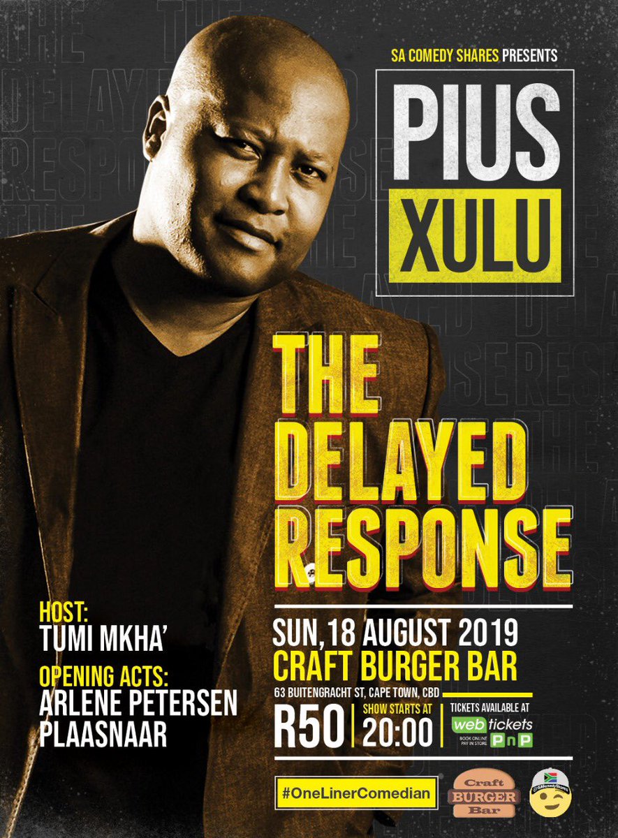 ObakengMoroe's tweet photo. My Poster design for @PiusXulu #TheDelayedResponse Love how it came out. Go check out the show this Sunday if you’re in Cape Town. DM for design work. #GraphicDesign #StandUpComedy #OnelinerComedian https://t.co/QQgjCDAytQ