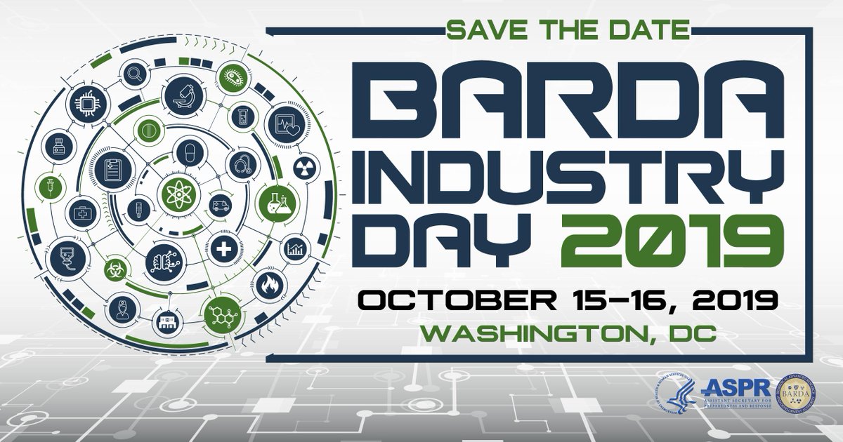 FFVCHangar6's tweet photo. Don't miss #BARDA Industry Day October 15-16, 2019 in Washington, DC!
BARDA remains committed to saving lives & #protectingAmericans through the research & development of #medicalcountermeasures against serious health security threats.
#ffvcnc #grantfunding https://t.co/9qF23tF3NB