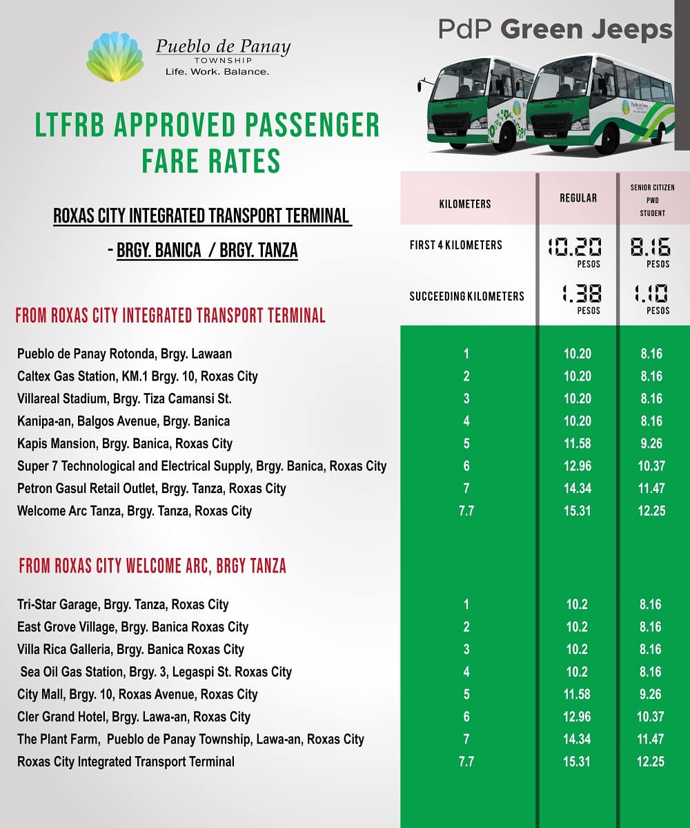 PdPTownship's tweet photo. #PdPJeeps officially start operations tomorrow! Here are the #LTFRBapproved #FareRates... Happy #commuting! #GreenJeeps #RedJeeps #ModernPUV https://t.co/3c3G6HN9t6