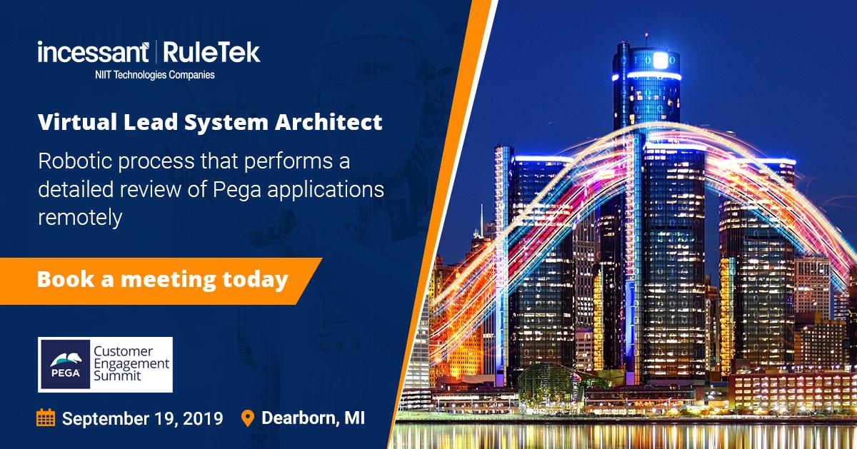 IncessantTech's tweet photo. Struggling with manual code reviews? Join us at the #PegaCES Summit, Detroit and see our latest Virtual Lead System Architect solution https://t.co/iPavOuctKz

#IncessantRuleTek   #IncessantPega https://t.co/9mvhDZKrhA