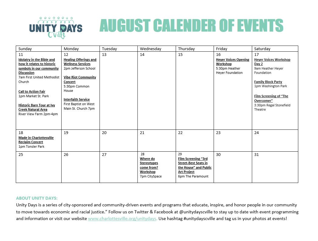 We had a great weekend with you all but #UnityDays2019 is not over yet! We still have a few more events scheduled throughout the end of the month: