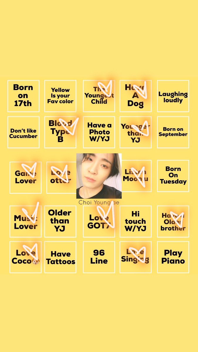 palmpeach12's tweet photo. Hehe. Was bored and saw this 😂😂
#BingoMarkTuan
#BingoJaebeom
#BingoJinyoung
#BingoYoungjae https://t.co/uHgys5gAFl