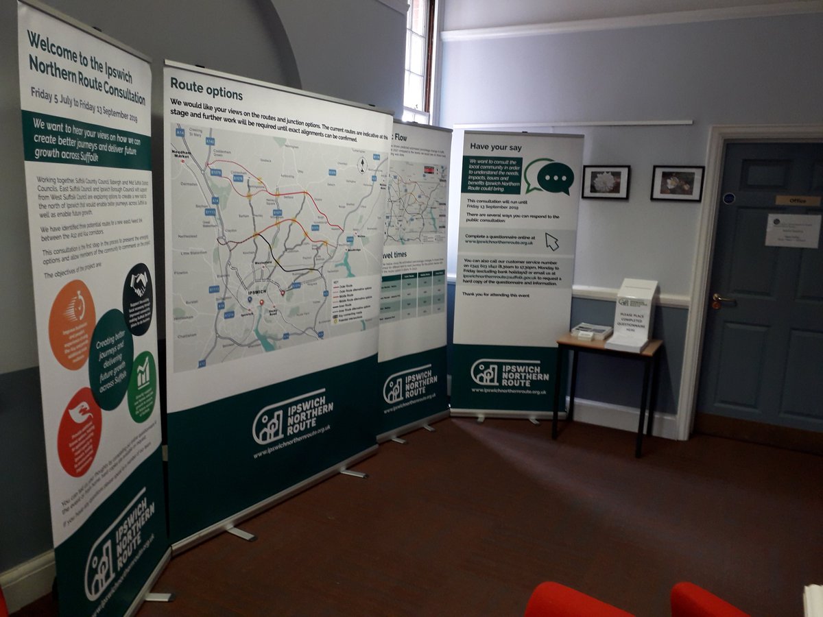 This week the consultation materials have headed to #Woodbridge Library.  They will be there until Friday, so pop along and take a look. These events will not have officers attending.  Please have your say online before 13 September. ipswichnorthernroute.org.uk/have-your-say/… #IpswichNorthernRoute