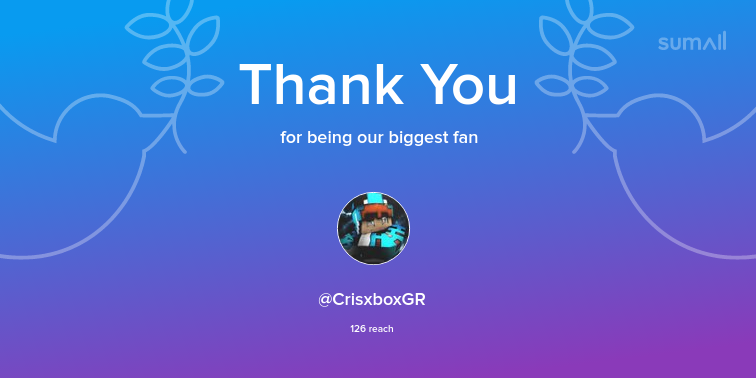 Our biggest fans this week: CrisxboxGR. Thank you! via sumall.com/thankyou?utm_s…