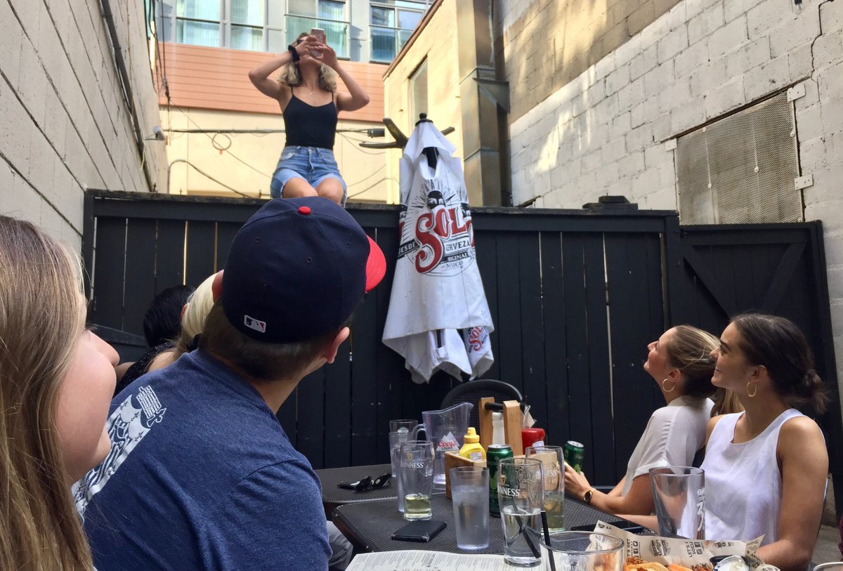 JeremyCopeland1's tweet photo. Congratulations to #MMJCTakeFour @westernuFIMS for completing your MMJC degree. Thanks to the Toronto posse for joining me Friday night to celebrate the end of the term. And thanks to @lrobinson24 for finding an interesting angle to capture our gathering at Gabbyโs. https://t.co/bUrmvYCyt9