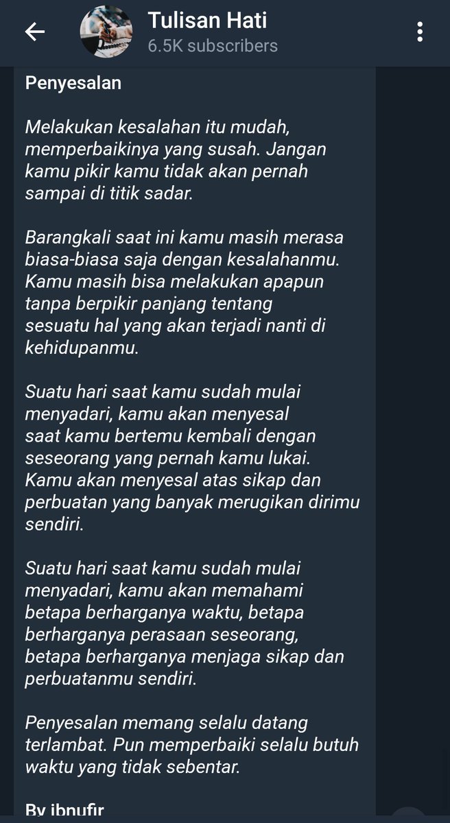 nrelll_'s tweet photo. Untuk manusia yang susah menyesal dan selalu buat salah sama berulang kali .Suatu hari kau pasti menyesal 🙂 https://t.co/P5P2VL8Yvq