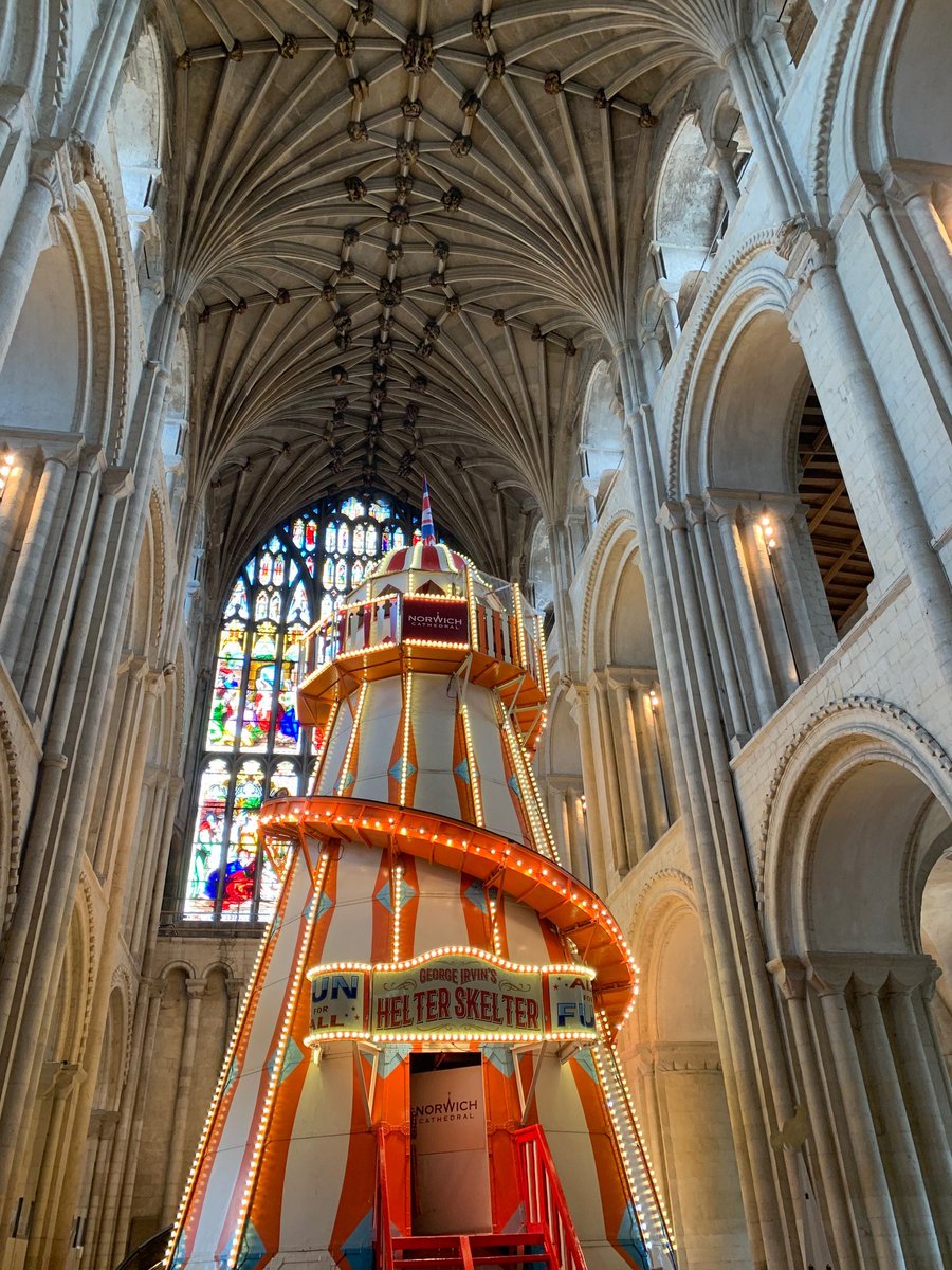 restorationuk's tweet photo. We visited #Norwich Cathedral and discovered a helter-skelter inside! 😀 https://t.co/Ts4aoBFqr0