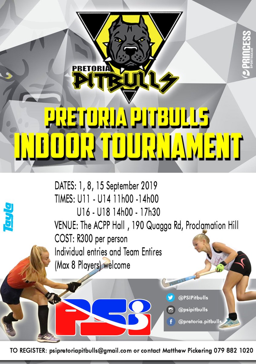 Afternoon all, 

It’s the official launch of the September Tournament 2019. 
All Information on flyer!!
Sign up below!!

Please register below 
Team entries 
docs.google.com/forms/d/e/1FAI…

Individual entry
 docs.google.com/forms/d/e/1FAI…

Experience the spirit of indoor!!
Pitbulls Family