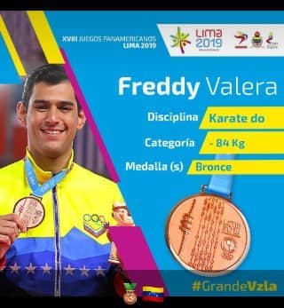 Felicitamos a nuestro atleta y estudiante, Freddy Valera  por obtener medalla de Bronce para Venezuela en los Juegos Panamericanos 2019. <a href="/Mppeuniv/">Mppeuniv</a> @secretaria_uney <a href="/MedozaWullian/">Wullian Mendoza</a> <a href="/freddyvaleraa/">FREDDY VALERA KARATE</a> <a href="/pinfantea/">Pedro Infante A.</a>