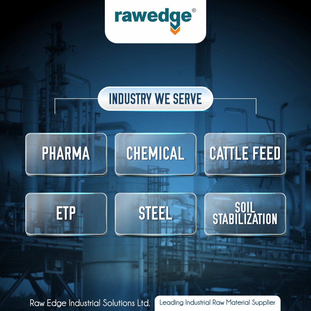 rawedgeindia's tweet photo. Rawedge serves various industries like Pharma, Chemical, Cattle Feed, ETP, Steel and Soil Stabilization.

#Rawedge #GIDC Panoli #Industries #Pharma #Chemical #Cattle Feed #ETP #Steel #Soil Stabilization https://t.co/4veXrqJhkq