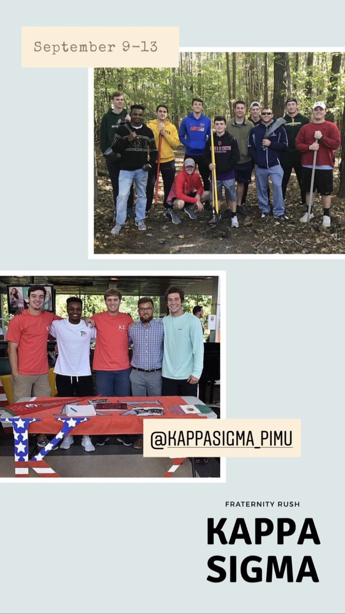 MU_Greeklife's tweet photo. Join @kappasigma_pimu for Fall Rush, September 9th-13th! #gogreek https://t.co/XNNOQd2LTU