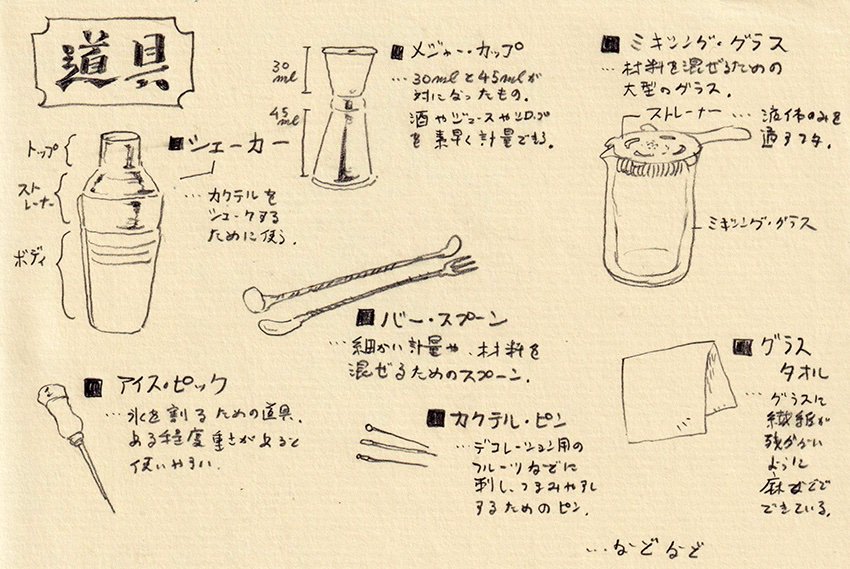 バー木こりおまけ。道具とカクテルの作り方について。 